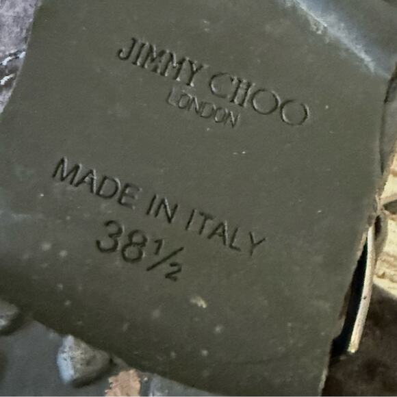 Jimmy Choo Gray Leopard Print Suede Leather Boots Women’s Size 38.5 US 8.5 - Picture 3 of 13